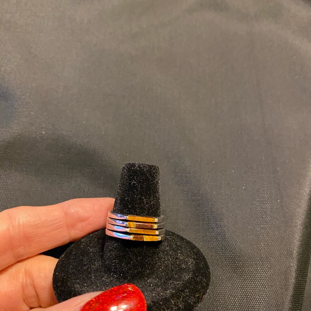 Sterling Silver Stackable Rings Tortoise Stone. - image 3